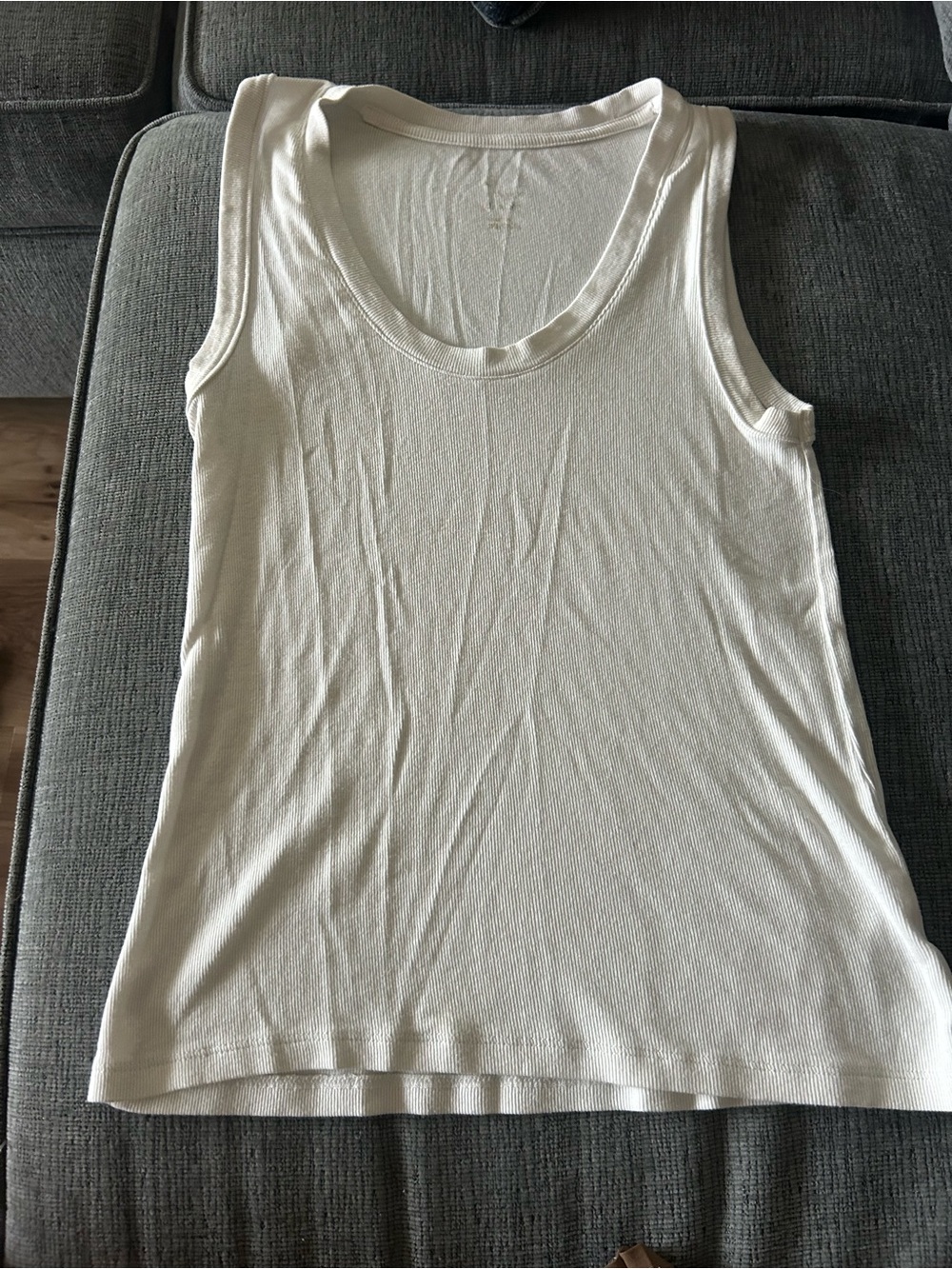 a new day Cream Ribbed Scoop Neck Tank Top